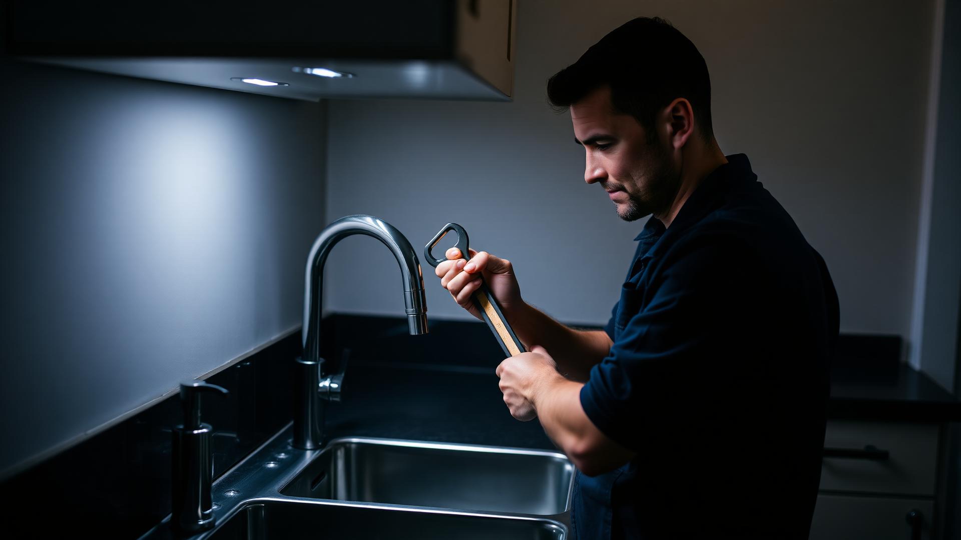 Licensed plumber repairing a kitchen faucet in a Boulder, Colorado home
